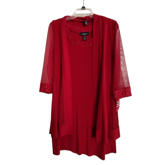 NWT R & M Richards two piece red large petite dress and jacket - Picture 5 of 10